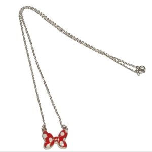 DISNEY Minnie Mouse necklace Bow Necklace white polkadots Silver Base metal Red